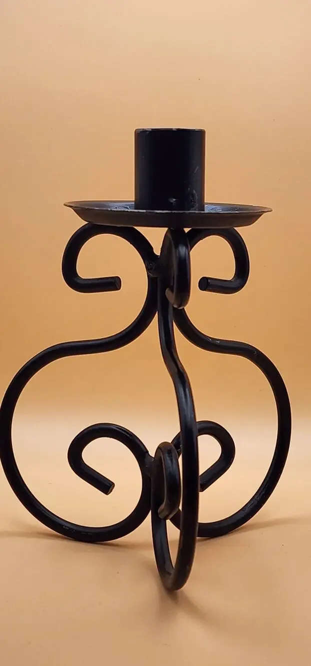 Black Metal Scrollwork Taper Candle Holder 6